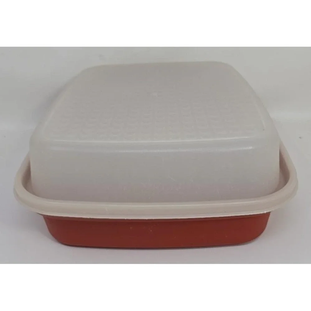 Vintage Tupperware Large Meat Marinade Container Paprika Red #1294 w/ Lid U57